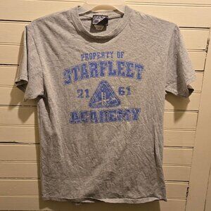 Jerzees NASA Shirt Mens M Gray Starfleet Academy Graphic Short Sleeve Distressed